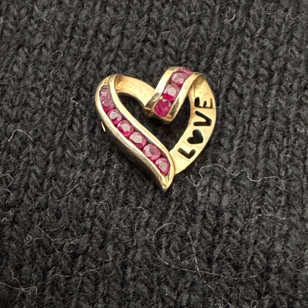 10k Gold and Ruby Love Heart Pendant